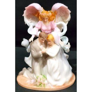 Seraphim Heaven on Earth ETERNAL LOVE WEDDING ANGEL CAKE TOPPER bride & groom